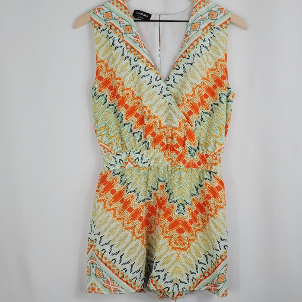 BEBE V-CUT MULTI-COLOR ROMPER SZ. 2 - Picture 8 of 16